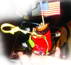 Морской гребешок-гриль с ароматом апельсина и салатом из черной чечевицы и миндалем