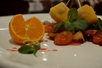 Тыковка пареная в сухарном кляре с фруктовым чатни