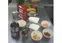 Парфе из тропических фруктов с сорбетом и ананасом-гриль