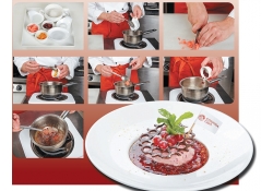 Карамель с морской солью, розмарином и шариком клюквенного сорбе