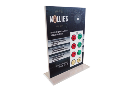 Настольная стойка с вызовом официанта и папка-счет со смайлами